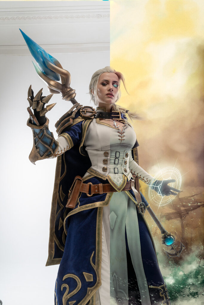 Jaina Cosplay with and without Effect (WoW)